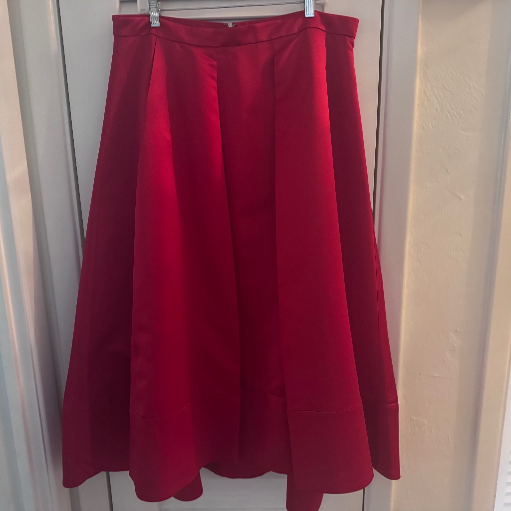 J. Crew Skirt A Line Red Poly Satin Mid Length 16